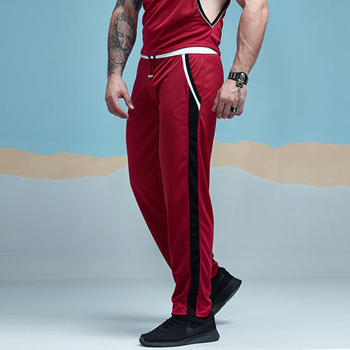 Load image into Gallery viewer, Single Striped Jersey Jogger Pants-men fashion &amp; fitness-wanahavit-Red-M-wanahavit
