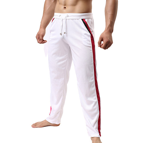 Single Striped Jersey Jogger Pants-men fashion & fitness-wanahavit-White-M-wanahavit