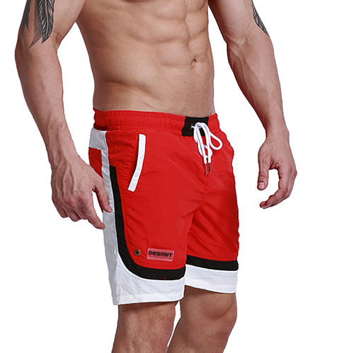Patchwork Color Accented Quick Dry Shorts-men fashion & fitness-wanahavit-Red-M-wanahavit