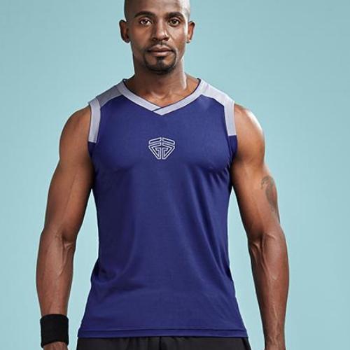 Quick Dry Workout Basketball Jersey Style Shirt-men fitness-wanahavit-Dark blue-M-wanahavit