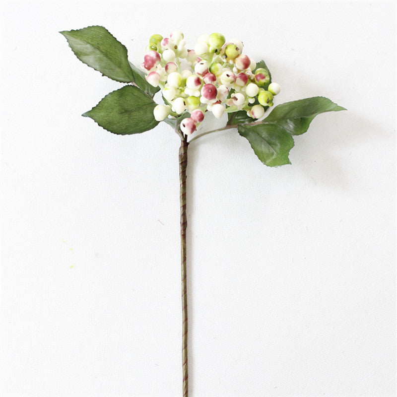 Artificial Berry with Branch and Leaves-home accent-wanahavit-White-wanahavit