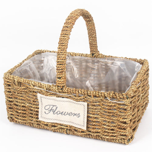 Load image into Gallery viewer, Big Handmade Bamboo Flower Basket with Handle-home accent-wanahavit-A-wanahavit
