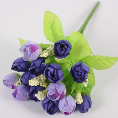 Load image into Gallery viewer, 15 Heads Small Rose Buds Bouquet-home accent-wanahavit-A Blue-wanahavit
