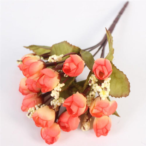 Load image into Gallery viewer, 15 Heads Small Rose Buds Bouquet-home accent-wanahavit-B Orange-wanahavit
