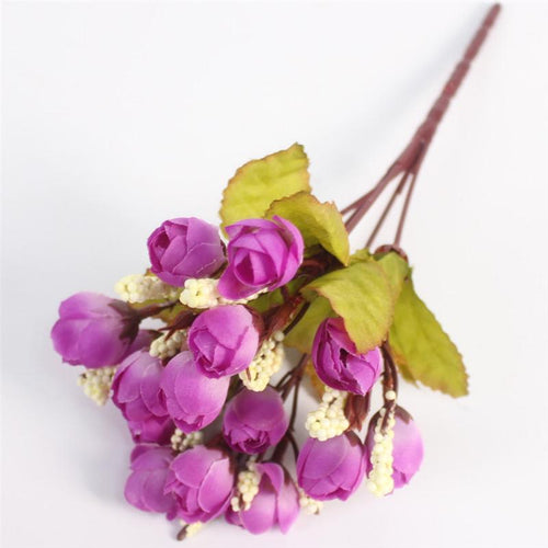 Load image into Gallery viewer, 15 Heads Small Rose Buds Bouquet-home accent-wanahavit-B Purple-wanahavit

