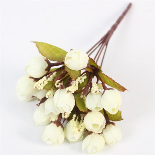 Load image into Gallery viewer, 15 Heads Small Rose Buds Bouquet-home accent-wanahavit-B White-wanahavit
