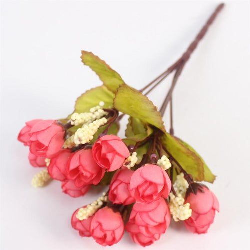 Load image into Gallery viewer, 15 Heads Small Rose Buds Bouquet-home accent-wanahavit-B Pink-wanahavit
