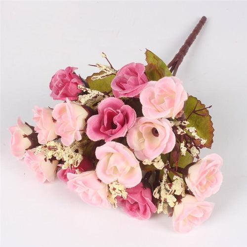 Load image into Gallery viewer, 15 Heads Small Rose Buds Bouquet-home accent-wanahavit-D PINK-wanahavit
