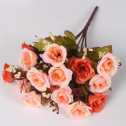 Load image into Gallery viewer, 15 Heads Small Rose Buds Bouquet-home accent-wanahavit-D ORNAGE-wanahavit

