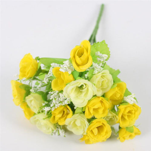 Load image into Gallery viewer, 15 Heads Small Rose Buds Bouquet-home accent-wanahavit-C YELLOW-wanahavit
