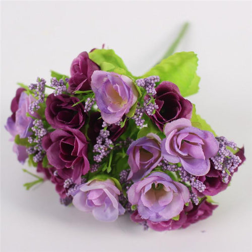 Load image into Gallery viewer, 15 Heads Small Rose Buds Bouquet-home accent-wanahavit-C PURPLE-wanahavit
