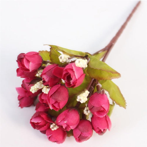 Load image into Gallery viewer, 15 Heads Small Rose Buds Bouquet-home accent-wanahavit-B Deep red-wanahavit

