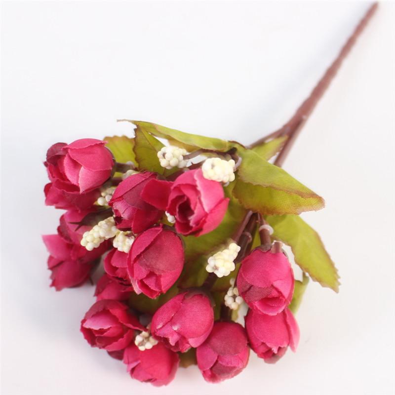 15 Heads Small Rose Buds Bouquet-home accent-wanahavit-B Deep red-wanahavit