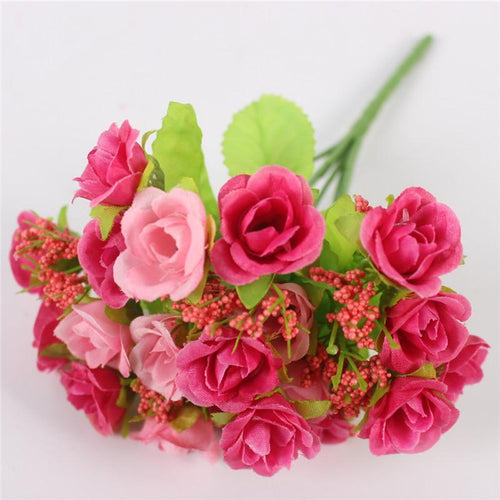 Load image into Gallery viewer, 15 Heads Small Rose Buds Bouquet-home accent-wanahavit-C ROSE RED-wanahavit
