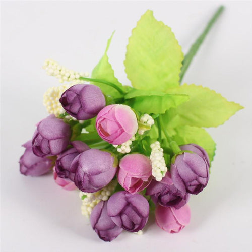 Load image into Gallery viewer, 15 Heads Small Rose Buds Bouquet-home accent-wanahavit-A Purple-wanahavit
