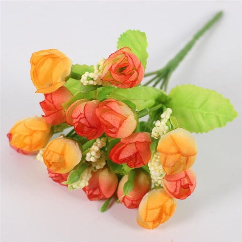 Load image into Gallery viewer, 15 Heads Small Rose Buds Bouquet-home accent-wanahavit-A Orange-wanahavit
