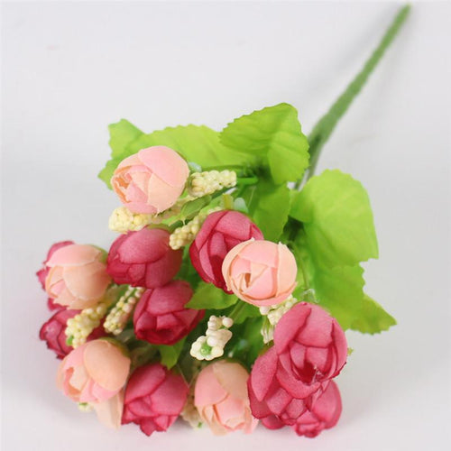 Load image into Gallery viewer, 15 Heads Small Rose Buds Bouquet-home accent-wanahavit-A Deep pink-wanahavit
