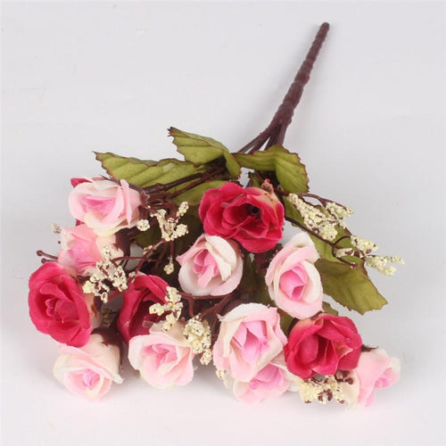 Load image into Gallery viewer, 15 Heads Small Rose Buds Bouquet-home accent-wanahavit-D RED-wanahavit

