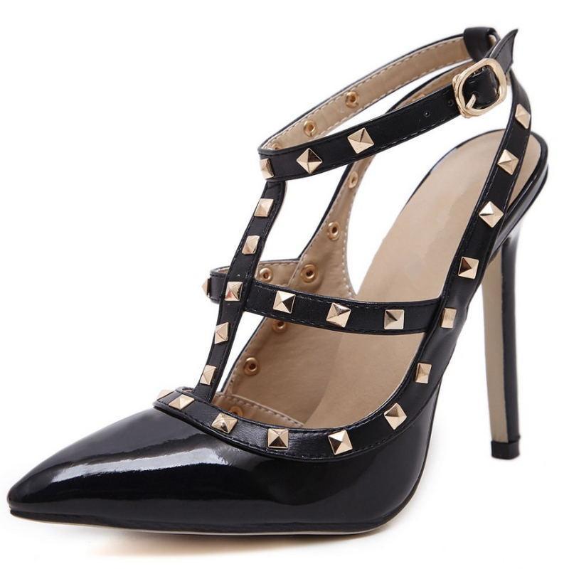 Sexy Pointed Fashion Buckle Studded High Heel Stiletto for women ...