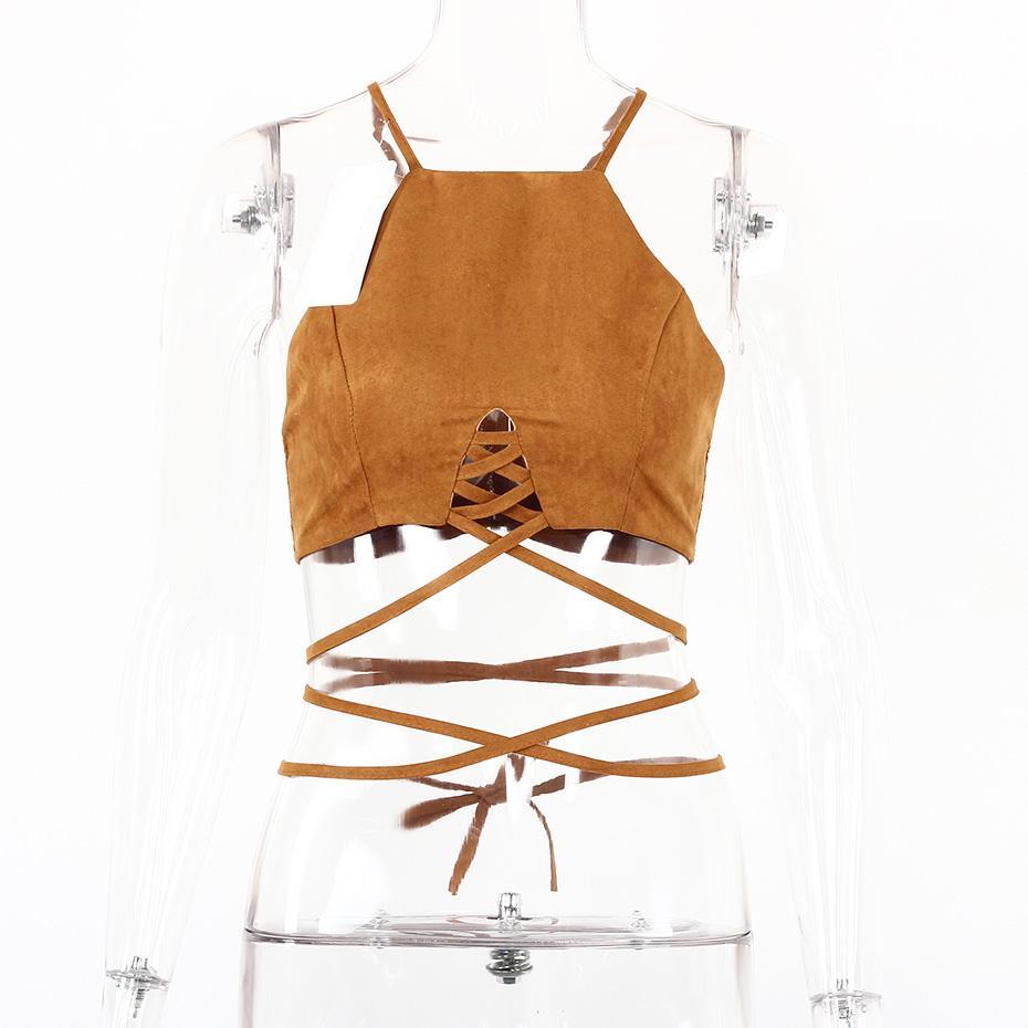 Bandage Bralette Crop Top Sleeveless Shirt-women-wanahavit-Brown-L-wanahavit