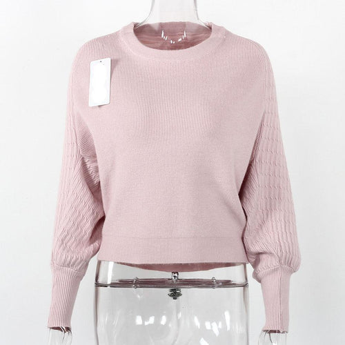 Load image into Gallery viewer, Solid Colored Batwing Long Sleeve Sweater-women-wanahavit-Pink-One Size-wanahavit
