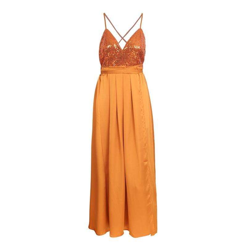 Elegant Backless Satin Long Dress-women-wanahavit-Sequin Orange-S-wanahavit