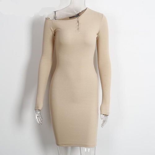 Load image into Gallery viewer, Elegant Off Shoulder Slim Long Sleeve Dress-women-wanahavit-Apricot-S-wanahavit
