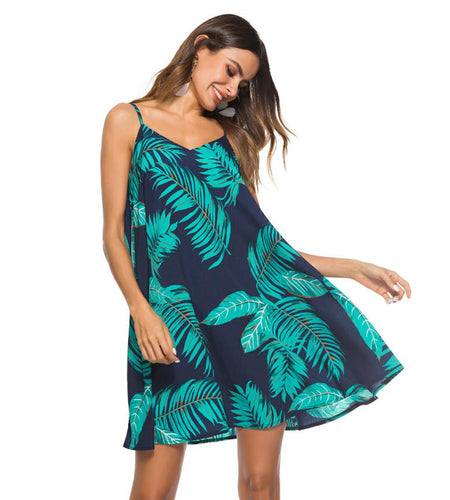 Bohemian Backless Chiffon Summer Beach Dress-women-wanahavit-Navy Blue-S-wanahavit