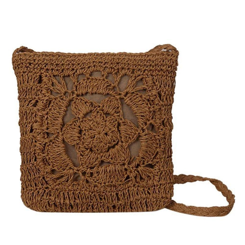 Load image into Gallery viewer, Bohemian Hollow Out Crochet Straw Shoulder Bag-women-wanahavit-Brown-wanahavit
