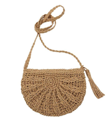 Bohemian Half Circle Tassels Straw Shoulder Bag-women-wanahavit-Khaki-wanahavit