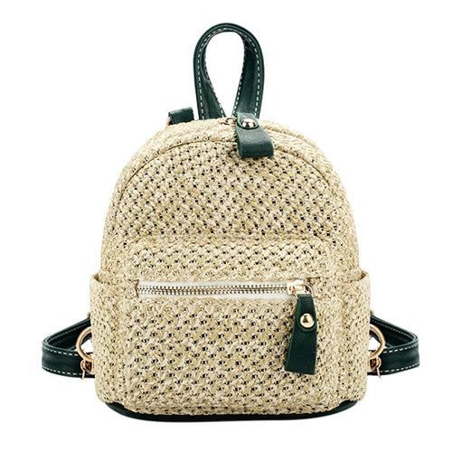 Load image into Gallery viewer, Fashionable Bohemian Straw Mini Backpack-women-wanahavit-Green-wanahavit
