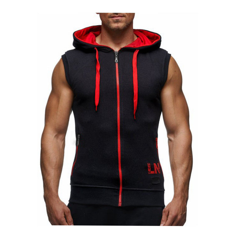 Casual Hooded Zipper Closure Sleeveless Vest-men fashion & fitness-wanahavit-Red-M-wanahavit