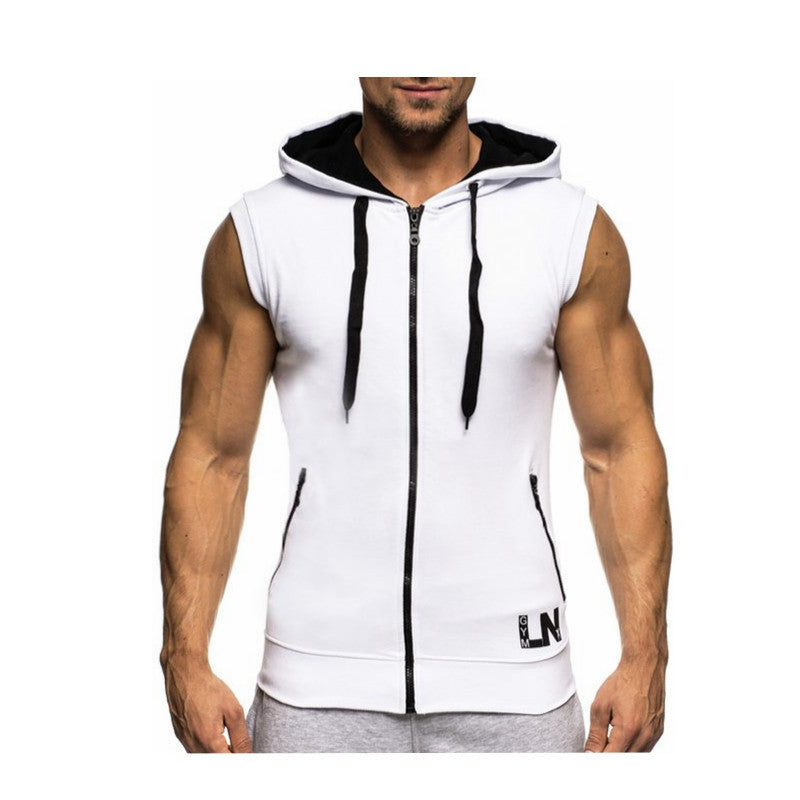 Casual Hooded Zipper Closure Sleeveless Vest-men fashion & fitness-wanahavit-White-M-wanahavit