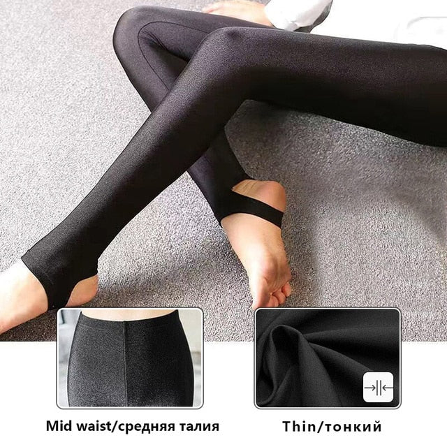 Winter Leggings Velvet Warm Tights High Elastic Thicken Female Luster Pants Black Skinny Pants For Women Leggings