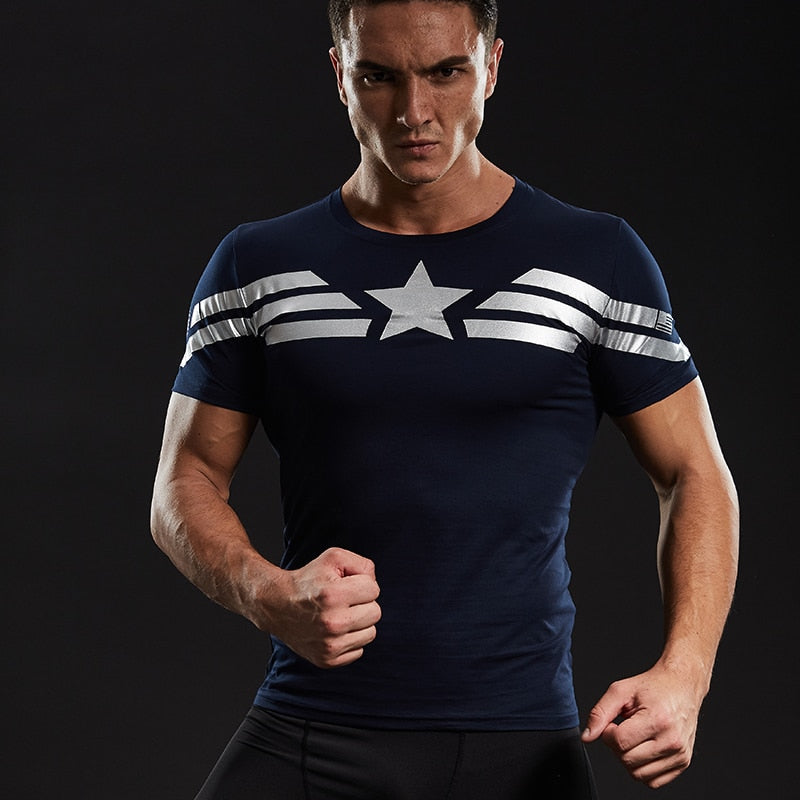Captain America 3D Printed Cotton Tee-men fashion & fitness-wanahavit-Blue-S-wanahavit