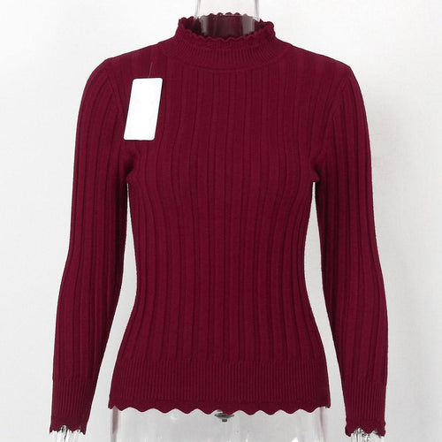 Load image into Gallery viewer, Mandarin Collared Casual Long Sleeve Sweater-women-wanahavit-Red-One Size-wanahavit
