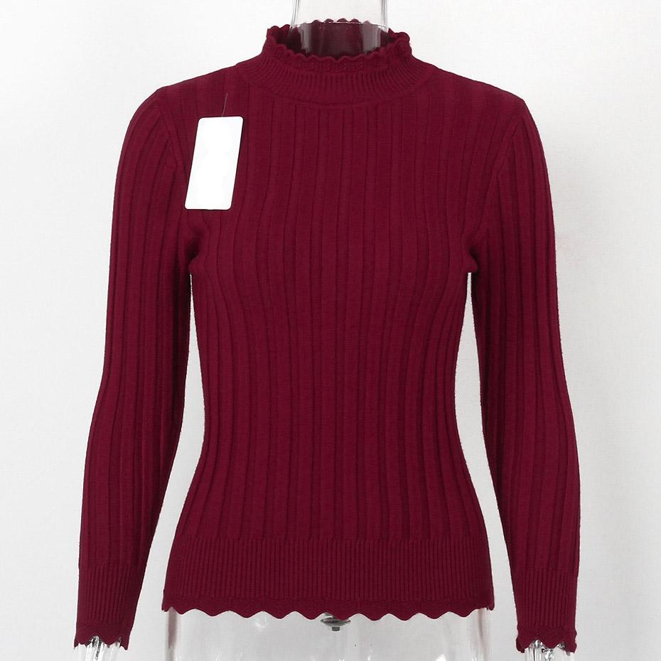 Mandarin Collared Casual Long Sleeve Sweater-women-wanahavit-Red-One Size-wanahavit