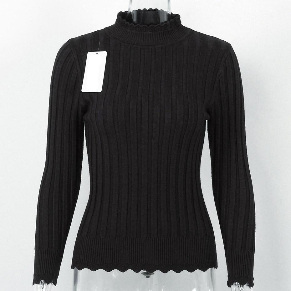 Mandarin Collared Casual Long Sleeve Sweater-women-wanahavit-Black-One Size-wanahavit
