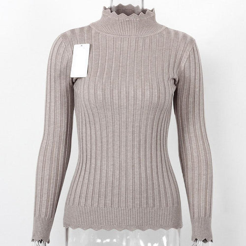 Load image into Gallery viewer, Mandarin Collared Casual Long Sleeve Sweater-women-wanahavit-Khaki-One Size-wanahavit
