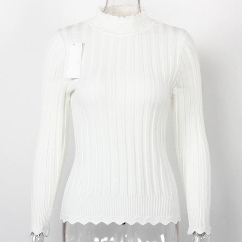 Load image into Gallery viewer, Mandarin Collared Casual Long Sleeve Sweater-women-wanahavit-White-One Size-wanahavit
