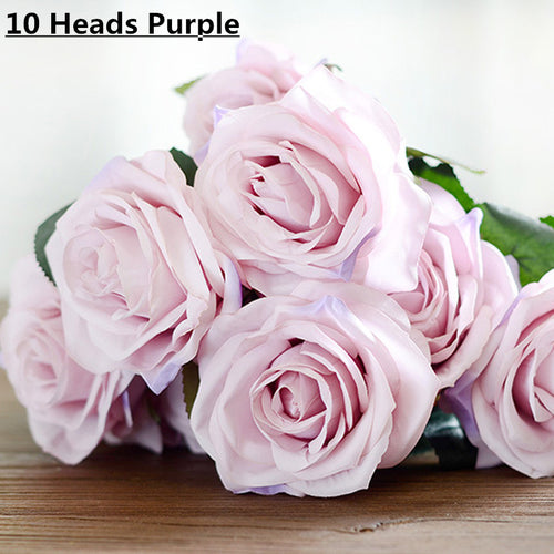 Load image into Gallery viewer, Artificial Decorative Silk Rose Bouquet-home accent-wanahavit-10 heads purple-wanahavit
