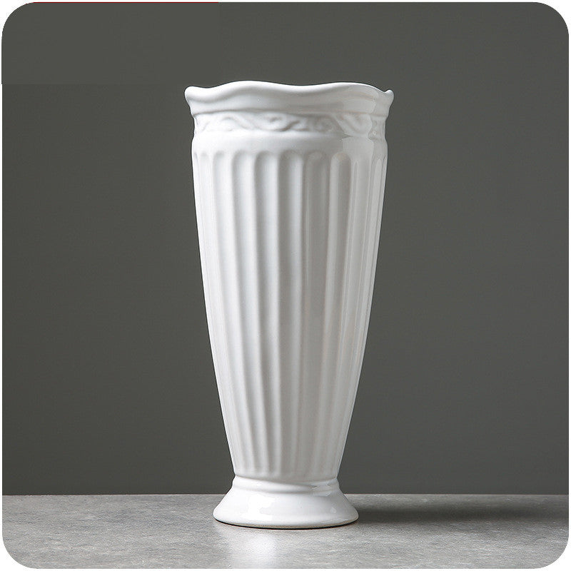 Classic White Ceramic Flower Vase-home accent-wanahavit-5-wanahavit