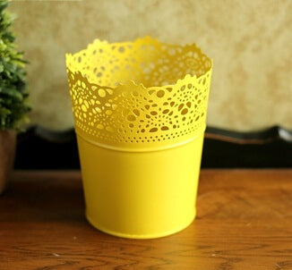 Colorful Iron Hollow Out Flower Vase-home accent-wanahavit-Yellow-wanahavit
