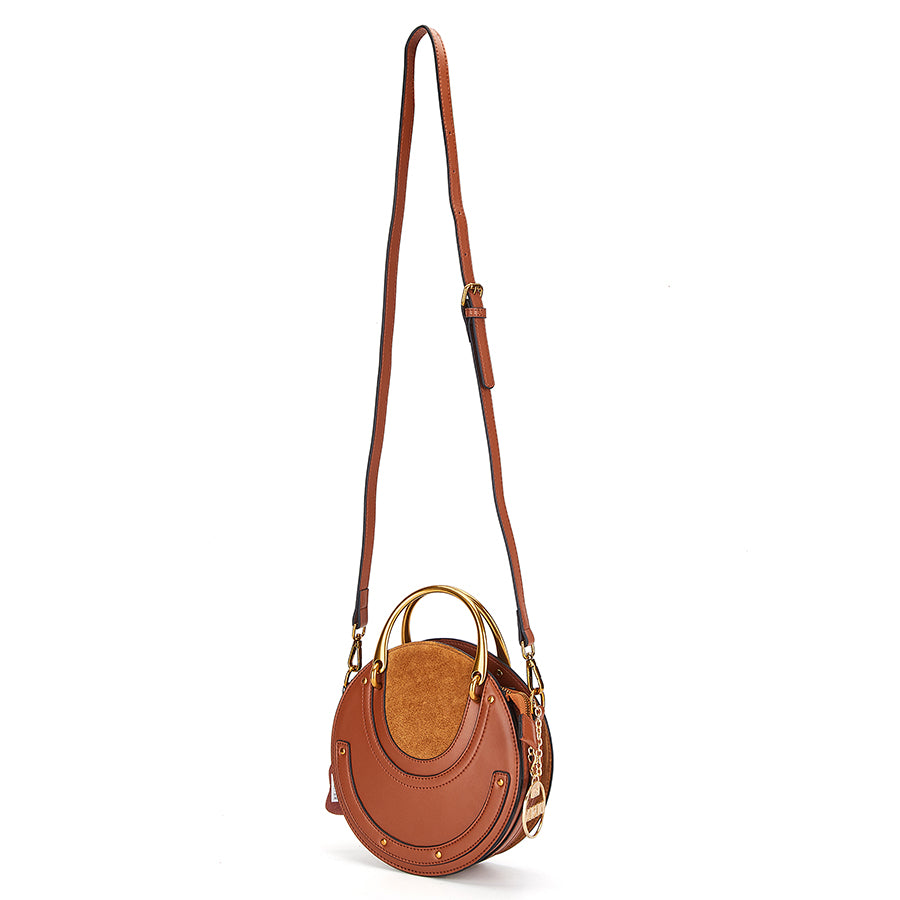 Luxurious Genuine Leather Circular Handbag-women-wanahavit-Yellow-wanahavit