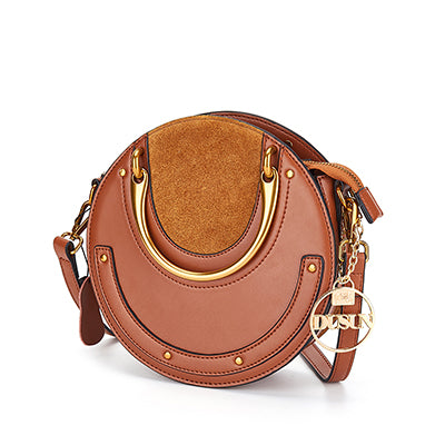 Load image into Gallery viewer, Luxurious Genuine Leather Circular Handbag-women-wanahavit-Brown-wanahavit
