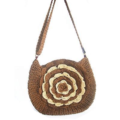 Load image into Gallery viewer, Bohemian Knitted Straw Floral Beach Shoulder Bag-women-wanahavit-coffee-wanahavit
