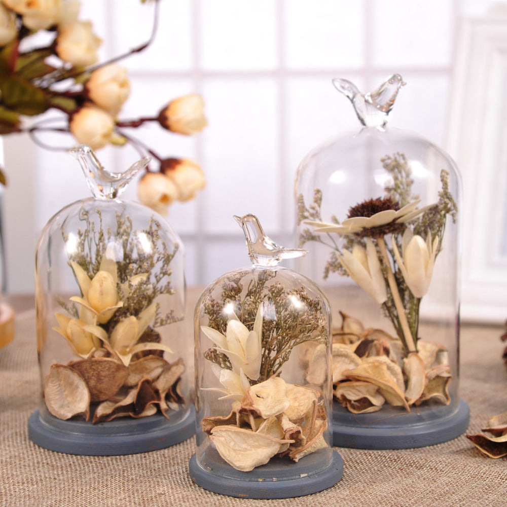 Creative Artificial Dried Flowers with Vivid Birds Terrarium Vase-home accent-wanahavit-S-wanahavit
