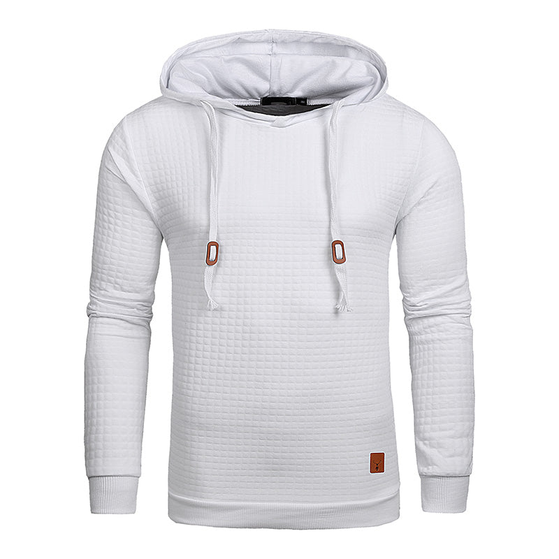 Solid Drawstring Hooded Sweatshirt-men fashion & fitness-wanahavit-White-S-wanahavit