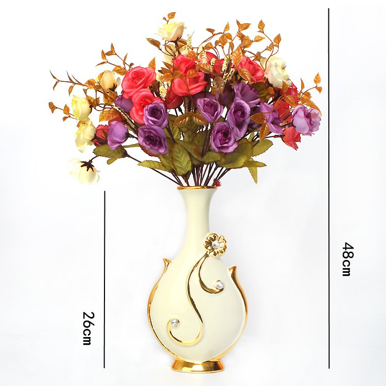 Renaissance Ceramic Flower Vase-home accent-wanahavit-Big C n 3Mixed Roses-wanahavit