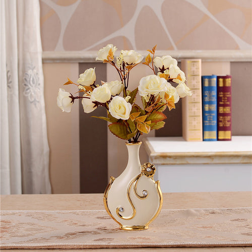 Load image into Gallery viewer, Renaissance Ceramic Flower Vase-home accent-wanahavit-C n 1White Rose-wanahavit
